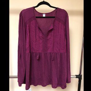 NWT Old Navy XXL Long Sleeve Blouse w/ Tassels